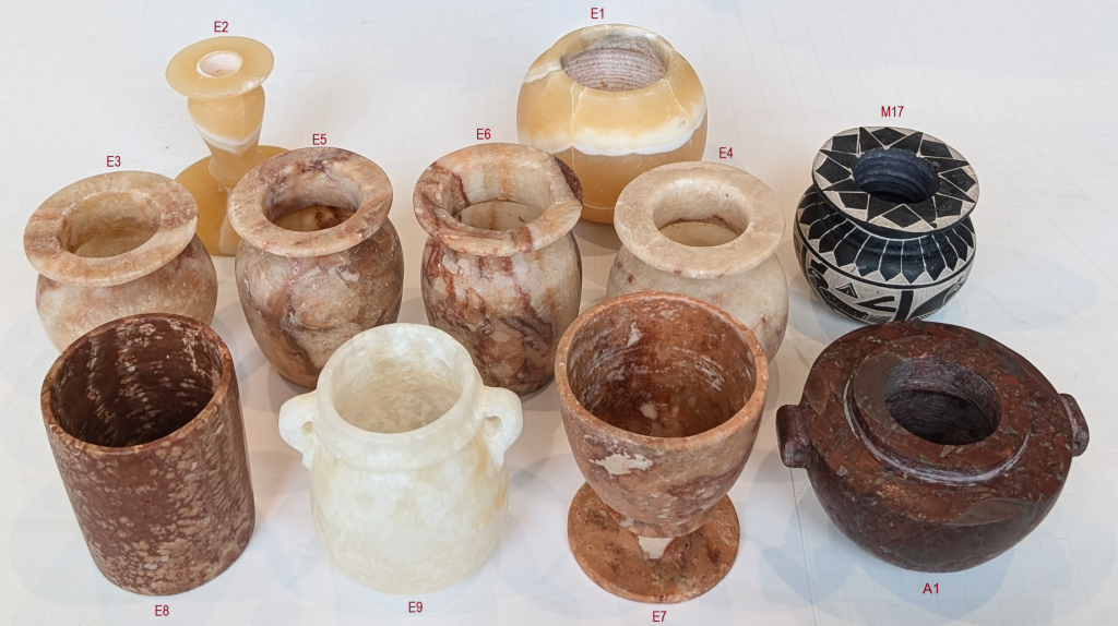 Samples of vases from the Petrie Museum, image courtesy Max Fomitchev-Zamilov's