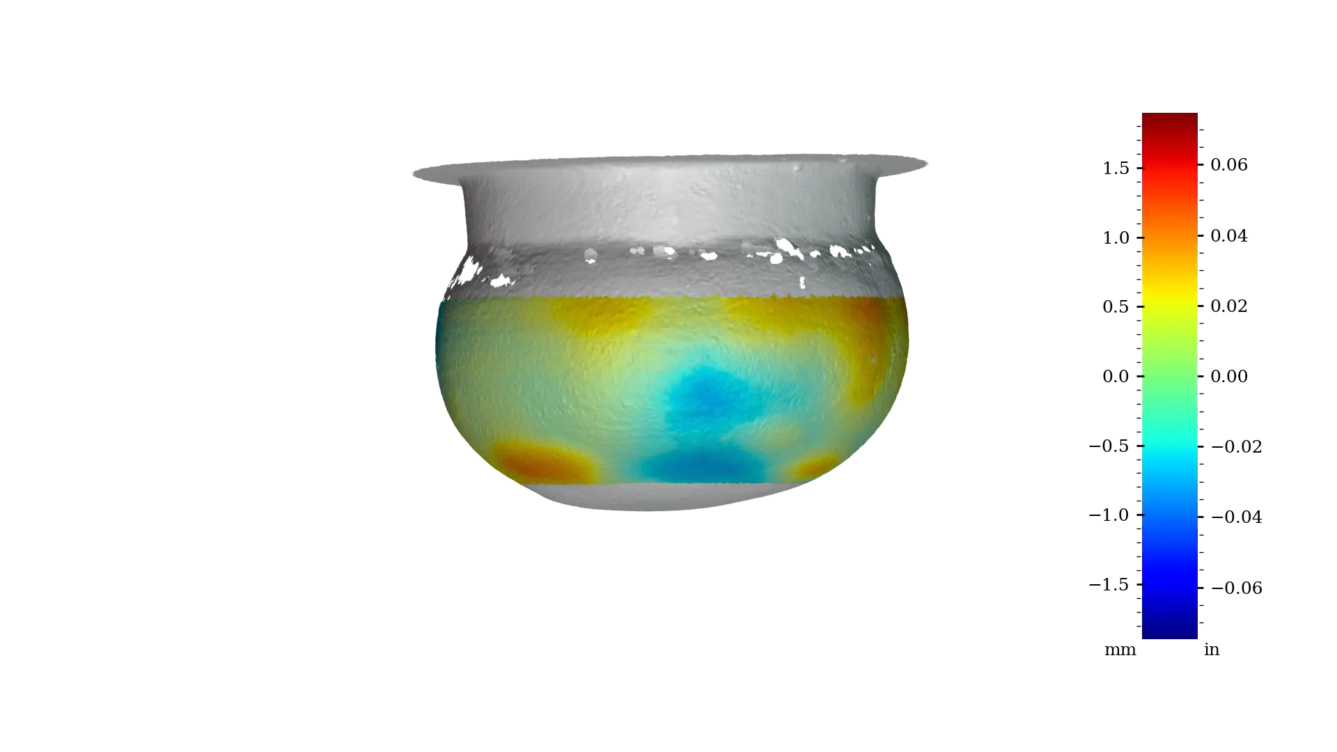 Figure 16 - RV003 interior cavity, RMSD: 570 μm | 22.4 thou, Range: 3204 μm | 126.1 thou