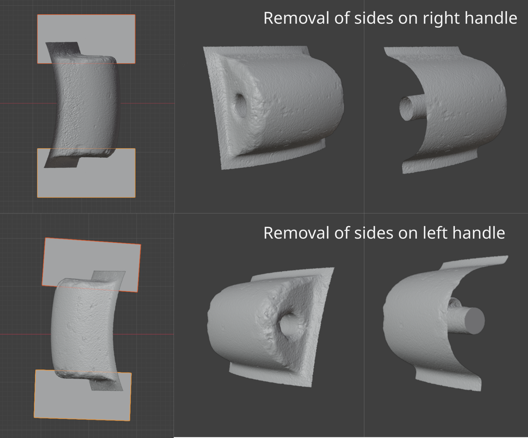 Illustration of handle trimming