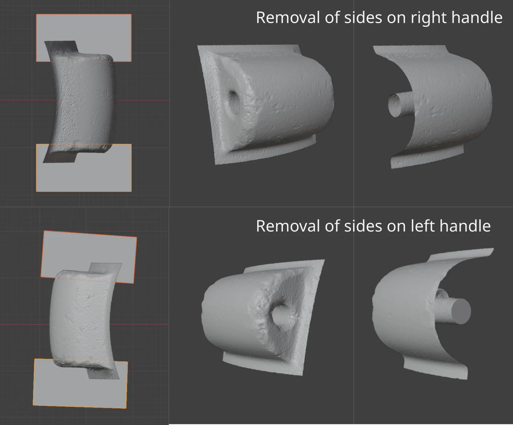 Illustration of handle trimming